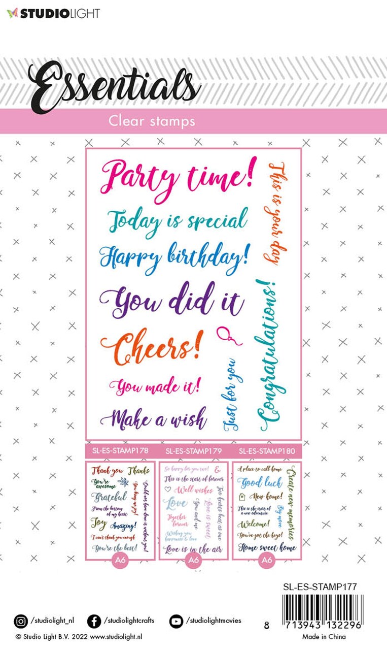 Studio Light SL Clear Stamp Sentiments/Wishes - Party Essentials 105x148x3mm 1 PC nr.177